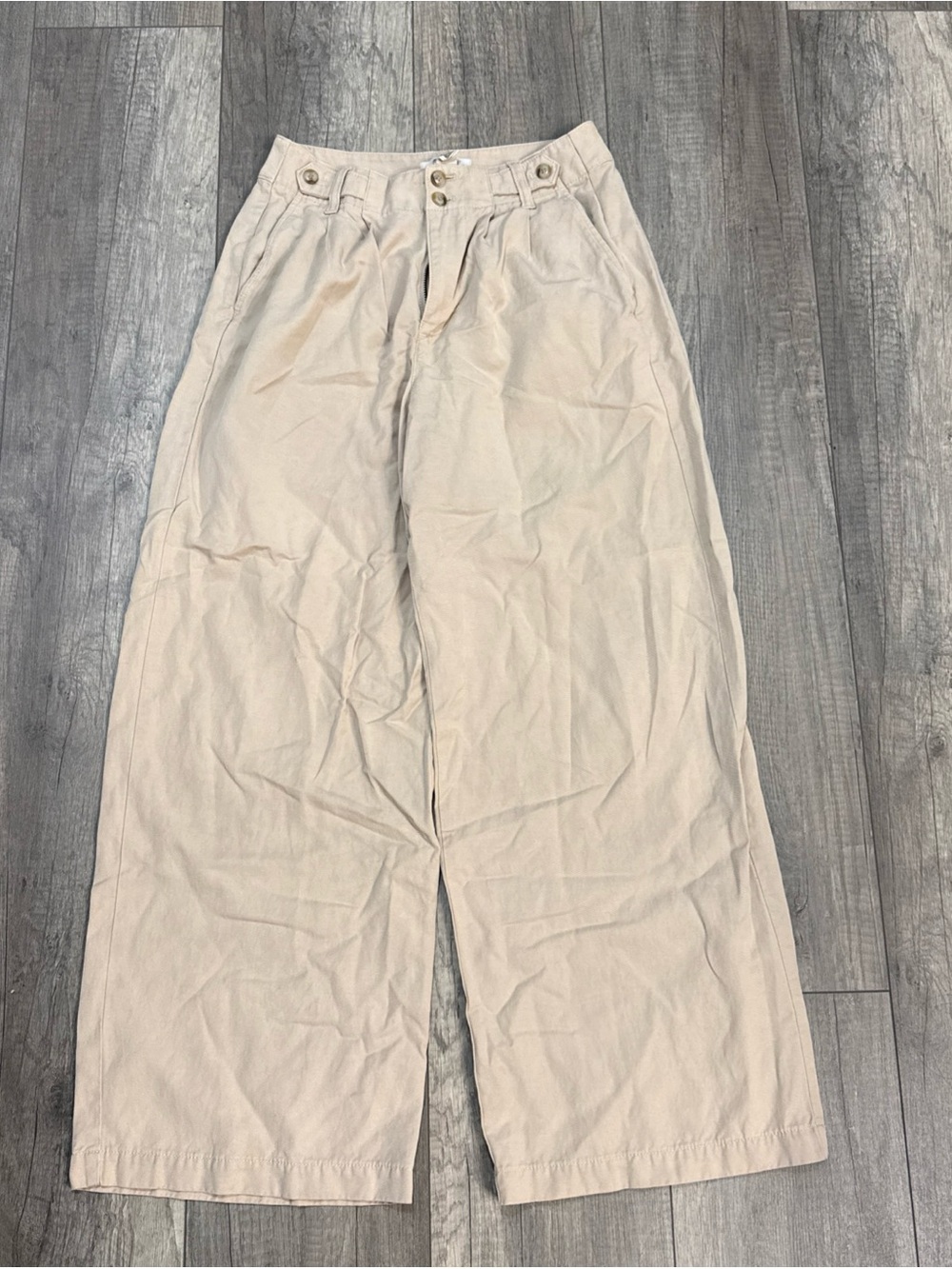Madewell Wide-Leg High-Rise Pants in Light Beige